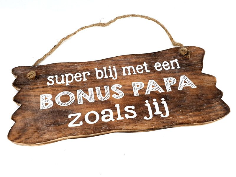 Tekstbord Bonus papa, naturel