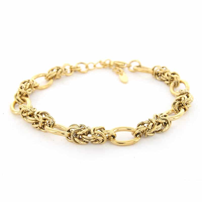 Armband koningsschakel met anker 6 mm goudkleuring 2627, KalliKalli