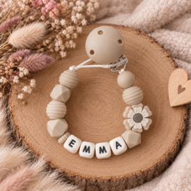 Speenkoord Beige met naam, Emma
