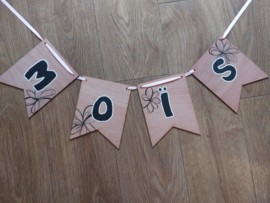 Houten vlaggenlijn met naam, Moïs