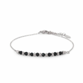 Armband Lotta zwart 3 mm zilverkleuring 20023, KalliKalli