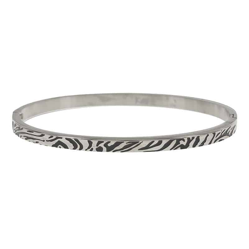 Armband tijgerprint 4mm zilverkleuring 2163, KalliKalli