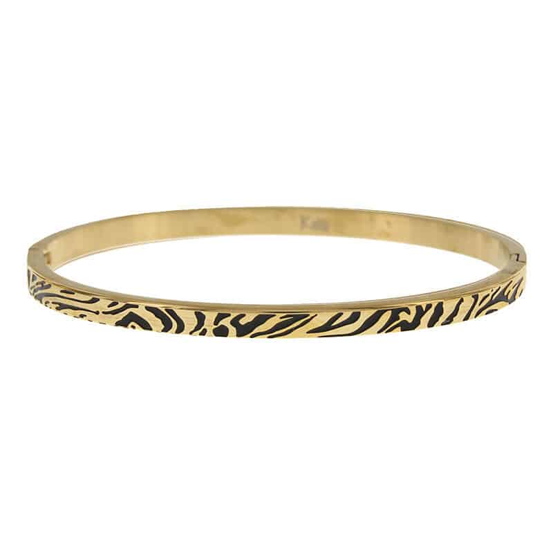 Armband tijgerprint 4mm goudkleuring 2163, KalliKalli