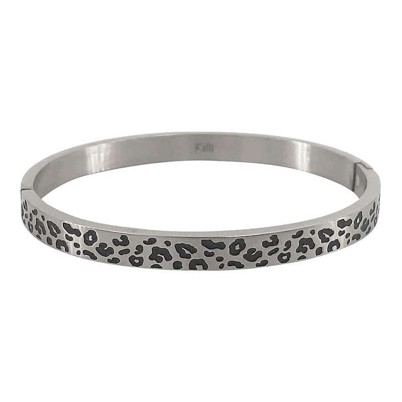 Armband panterprint 6mm zilverkleuring 2153, KalliKalli