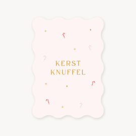 Kerstkaartje 'Kerstknuffel' | roze