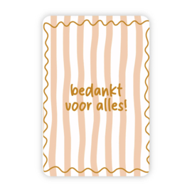 Kaartje 'Bedankt voor alles!' (streepjes) | goudfolie