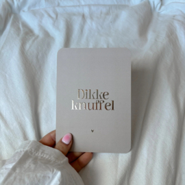 Kaartje 'Dikke knuffel' (zand) | goudfolie