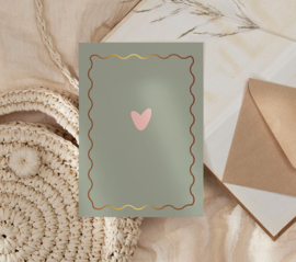 Kaartje 'Wavy heart' | goudfolie