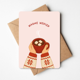 Kerstkaartje 'Warme wensen' | chocolademelk