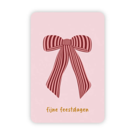 Kerstkaartje 'Fijne feestdagen' (ribbon) | goudfolie