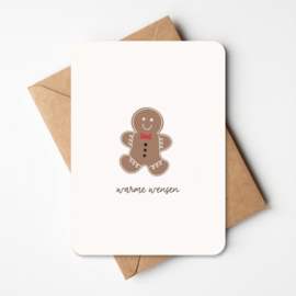 Kerstkaartje 'Warme wensen' | gingerbread