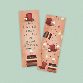 Boekenlegger 'Chai latte, cozy candles & good books'