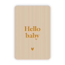Kaartje 'Hello baby' (streepjes) | goudfolie