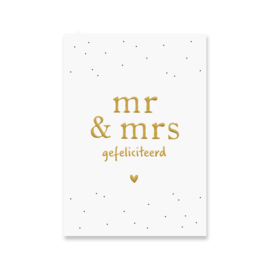 Kaartje 'Mr & Mrs' | goudfolie
