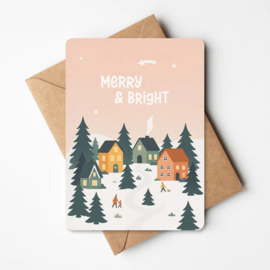 Kerstkaartje 'Merry & bright'
