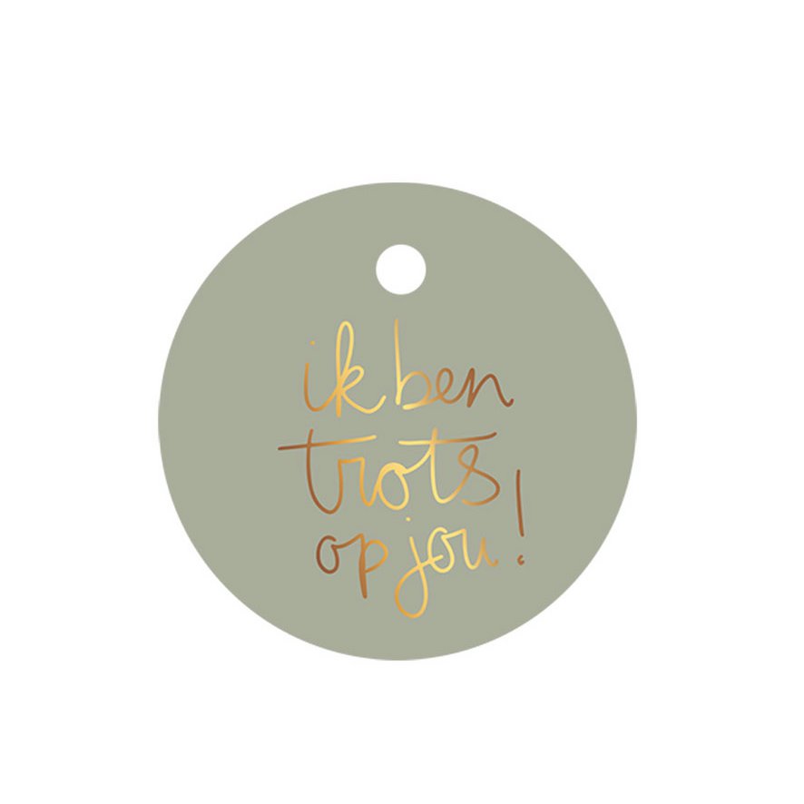 Cadeaulabel 'Ik ben trots op jou!' | goudfolie