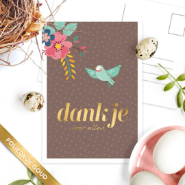 Kaartje 'Dank je voor alles' | goudfolie