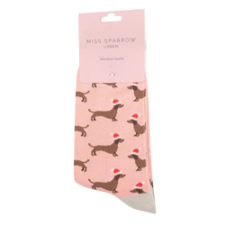Miss Sparrow 'Sausage dog santa' (dusky pink)