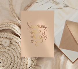 Kaartje 'Sending you a hug' | goudfolie