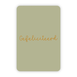 Kaartje 'Gefeliciteerd' (groen) | goudfolie