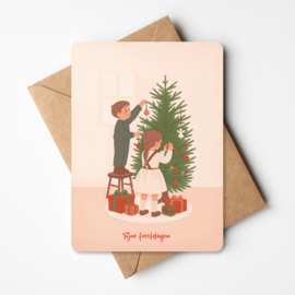 Kerstkaartje 'Fijne feestdagen' | kindjes kerstboom