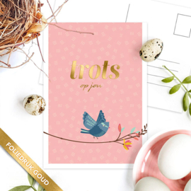 Kaartje 'Trots op jou' | goudfolie