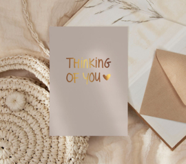 Kaartje 'Thinking of you' | goudfolie