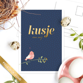 Kaartje 'Kusje van mij' | goudfolie