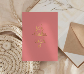Kaartje 'Ich liebe dich' | goudfolie