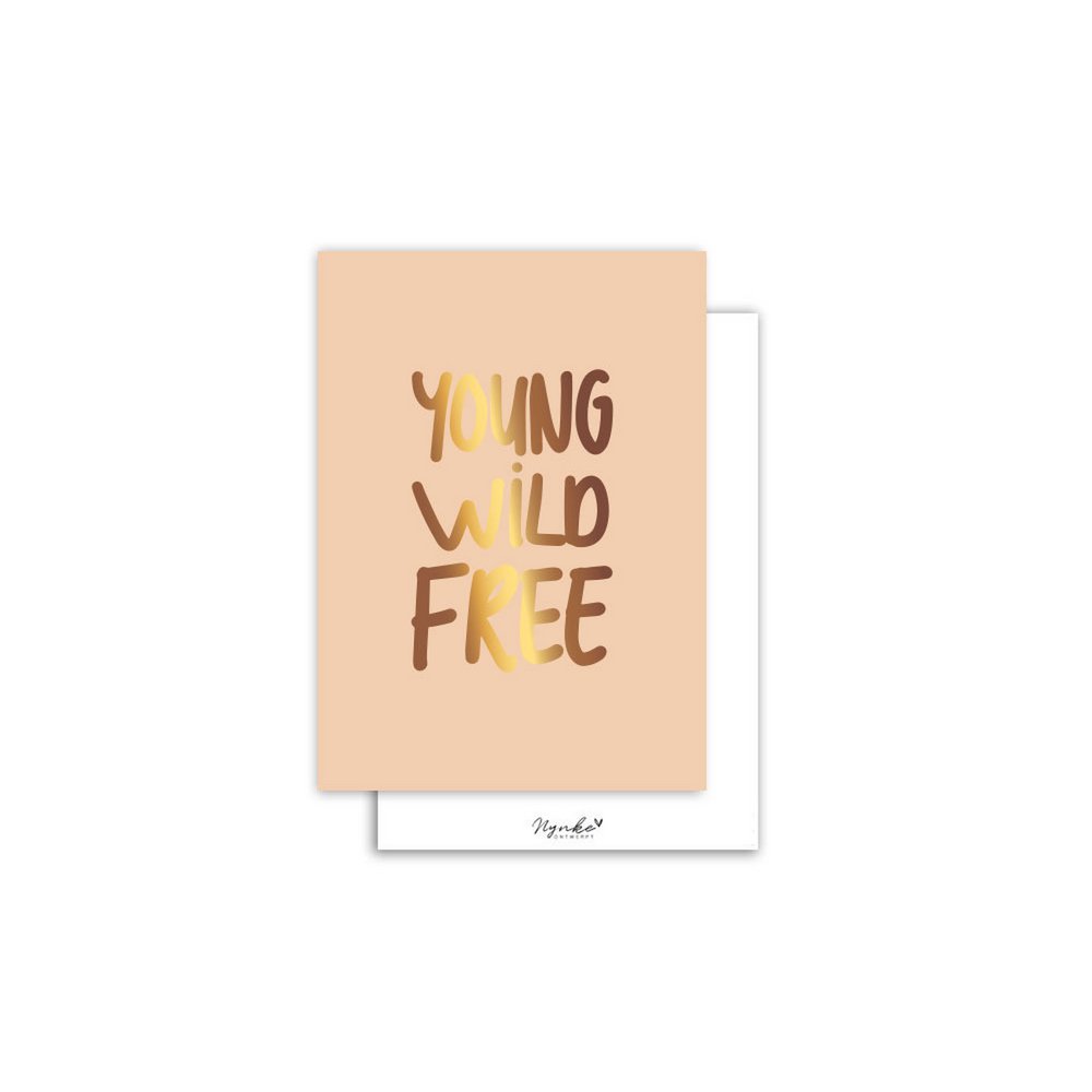 Kaartje 'Young wild free' | goudfolie