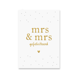 Kaartje 'Mrs & Mrs' | goudfolie