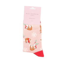 Miss Sparrow 'Xmas sloths' (dusky pink)
