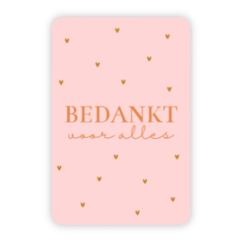 Kaartje 'Bedankt voor alles' (hartjes) | goudfolie