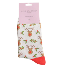 Miss Sparrow 'Reindeer & holly' (silver)
