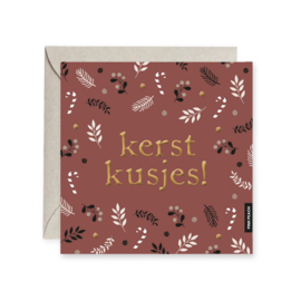 Dubbele kerstkaart 'Kerstkusjes!'