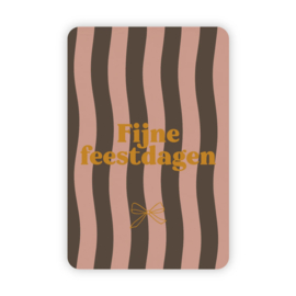 Kerstkaartje 'Fijne feestdagen' (brede streepjes) | goudfolie