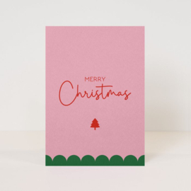 Kerstkaartje 'Merry Christmas' | roze