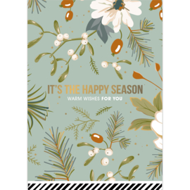 Kerstkaartje 'Happy season | warm wishes'