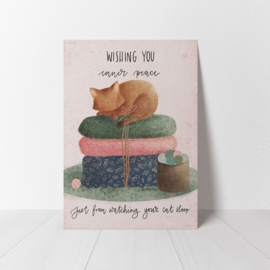 Ansichtkaart 'Wishing you | sleeping cat'