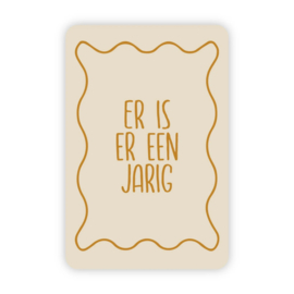 Kaartje 'Er is er een jarig' (zand) | goudfolie