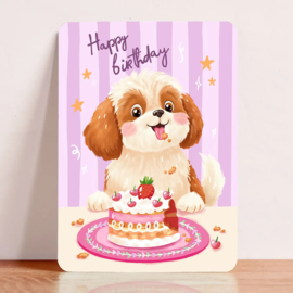 Kaartje 'Happy birthday' | hond