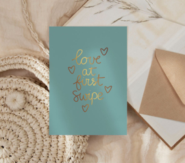 Kaartje 'Love at first swipe' | goudfolie
