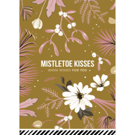 Kerstkaartje 'Mistletoe kisses | warm wishes'
