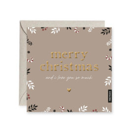 Dubbele kerstkaart 'Merry christmas'