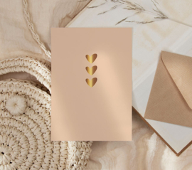 Kaartje 'Hartjes' (goud) |  goudfolie
