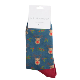 Mister Sparrow 'Reindeer & holly' (teal)