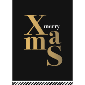 Kerstkaartje 'Merry X-mas' | zwart