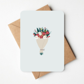 Kaartje 'Boeket' | blauw