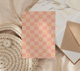 Kaartje 'Heart grid' | goudfolie