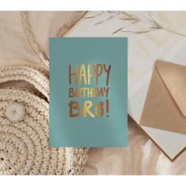 Kaartje 'Happy birthday bro!' | goudfolie